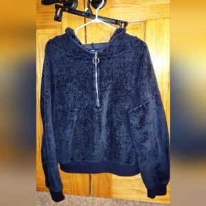 Fuzzy 3/4 zip Hoodie
